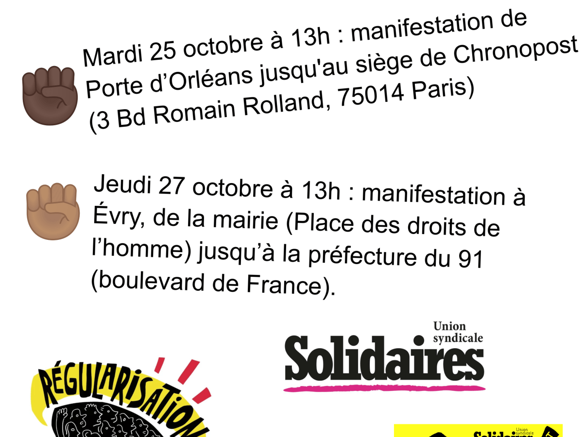 27 octobre 2022 – Manifestation des postiers sans-papiers à&nbsp;Évry