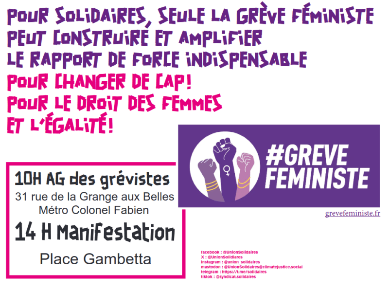 8 mars 2024 – Grève et manifestation pour les droits des&nbsp;femmes