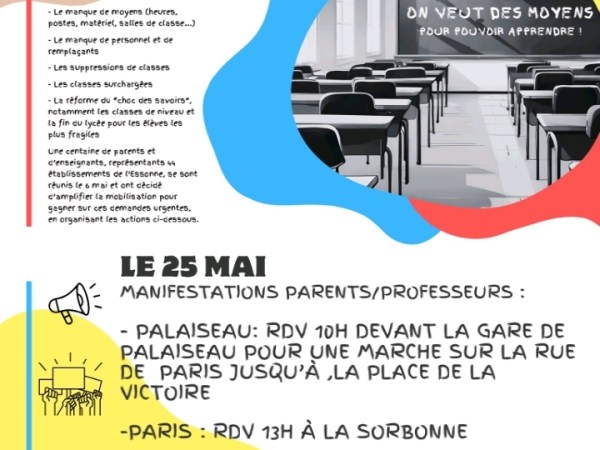 25 mai 2024 – Manifestation : Non au choc des savoirs, oui au choc des&nbsp;moyens