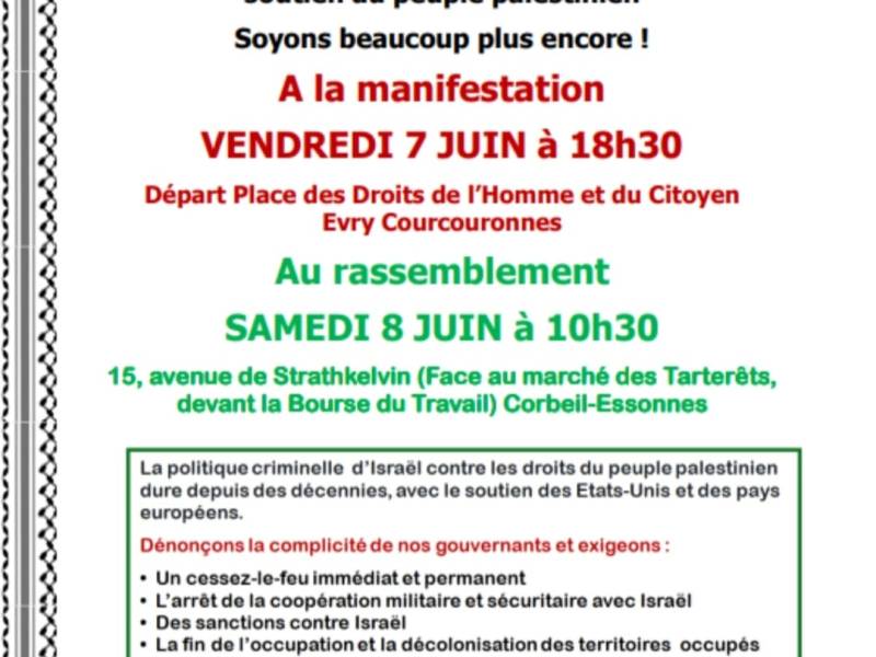 7 et 8 juin 2024 – Mobilisations de soutien au peuple&nbsp;Palestinien